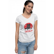  Catzilla - Női V Nyakú Póló női póló