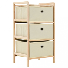  cédrusfa tárolóállvány 3 db bézs nemszőtt textília kosárral bútor