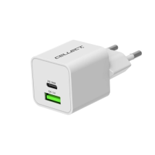 CELLECT Hálózati töltő adapter PD 30W / QC3.0 18W, Fehér mobiltelefon kellék