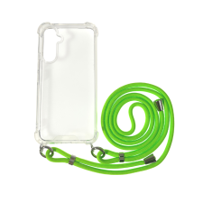 CELLECT iPhone 14 TPU+PC Átlát.tok,Neon Zöld zsinórral tok és táska