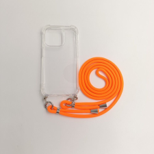 CELLECT iPhone 15 TPU+PC Átlát.tok,Narancssár. zsinórral tok és táska