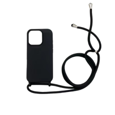 CELLECT iPhone 16 Pro Max TPU+PC Feket tok,Fekete zsinórral tok és táska