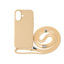 CELLECT iPhone 16 TPU+PC fesztiváltok, édesbarack azonos színű nyakbaak tok és táska