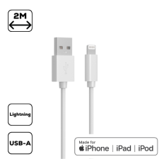 CELLECT iPhone Lightning USB adat 2m, töltőkábel (MDCU-IPH-MFI2-W) kábel és adapter
