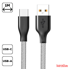 CELLECT Szövetborítású Type-C adatkábel, Szürke kábel és adapter