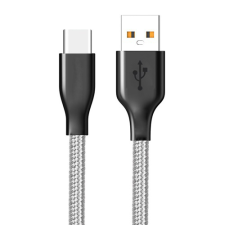 CELLECT Szövetborítású USB apa - USB-C apa Adat- és töltőkábel 1m - Szürke kábel és adapter