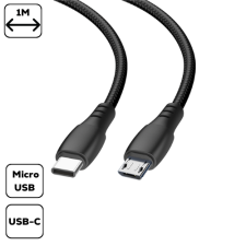 CELLECT USB-C apa - Micro USB - apa Adat és töltő kábel - Fekete (1m) kábel és adapter