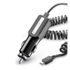 CELLULARLINE autós töltő (10W + fix microUSB, gyorstöltő, spirálkábel) FEKETE (CBRPHMICROUSB) mobiltelefon kellék