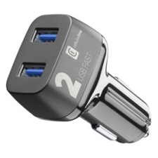 CELLULARLINE autós töltő 2 x USB aljzat (9V / 2000 mA, 36W, adaptív gyorstöltés támogatás) FEKETE | CBRUSB2QC36WK mobiltelefon kellék