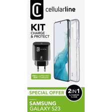 CELLULARLINE Samsung Galaxy S23 hátlap átlátszó fekete (STARTKITGALS23) (STARTKITGALS23) - Telefontok tok és táska