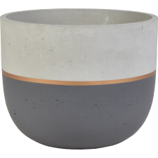  Cement kaspó 38 cm átmérő x 30 cm antracit-arany kerti dekoráció