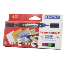 Centropen Alkoholos marker készlet, 1mm,/1-4mm, kéthegyű Centropen 1666, 4 klf. szín filctoll, marker