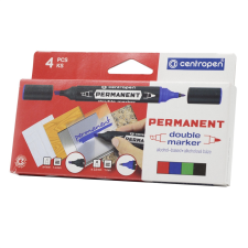 Centropen Permanent marker 1mm/1-4mm kétvégű CENTROPEN 1666 4db-os készlet filctoll, marker