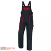 Cerva Max kantáros munkanadrág, kopásálló, pamut, fekete-piros