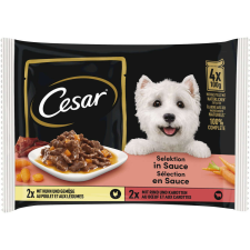 Cesar 4x100 g tasakos eledel szószos csirke+zödségragu, marha+répa kutyaeledel
