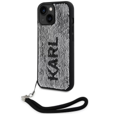 Cg mobile Apple iPhone 13, Műanyag hátlap védőtok + szilikon keret, színváltós hátlap, kézpánttal, Karl minta, Karl Lagerfeld Sequins Reversible, ezüst/fekete tok és táska