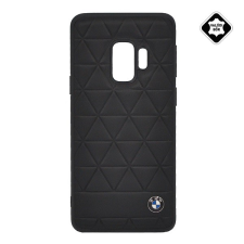 Cg mobile BMW HEXAGON műanyag telefonvédő (valódi bőr bevonat, háromszög minta) FEKETE [Samsung Galaxy S9 (SM-G960)] (BMHCS9HEXBK) tok és táska