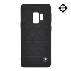 Cg mobile BMW HEXAGON műanyag telefonvédő (valódi bőr bevonat, háromszög minta) FEKETE [Samsung Galaxy S9 (SM-G960)] (BMHCS9HEXBK)