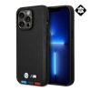 Cg mobile BMW LEATHER STAMP TRICOLOR MAGSAFE szilikon telefonvédő (valódi bőr bevonat) FEKETE
