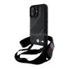 Cg mobile BMW M EDITION CARBON STRIPE &amp; STRAP szilikon telefonvédő (ECO bőr hatású, nyakpánt) FEKETE (BMHCP16M23PSCCK)