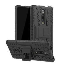 Cg mobile Defender műanyag telefonvédő (ütésállóság, szilikon belső, kitámasztó, autógumi) FEKETE tok és táska