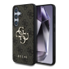Cg mobile GUESS 4G BIG LOGO szilikon telefonvédő (ütésállóság, bőr hatású hátlap) SÖTÉTBARNA Samsung Galaxy S25 Plus (SM-S936)