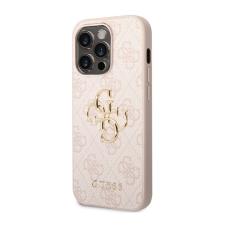 Cg mobile GUESS 4G BIG METAL LOGO műanyag telefonvédő (ütésállóság, bőr hatású hátlap) RÓZSASZÍN Apple iPhone 15 Pro tok és táska
