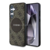Cg mobile GUESS 4G ROUND PATCH CLASSIC LOGO szilikon telefonvédő (ütésállóság, textil hátlap, MagSafe) VILÁGOSBARNA (GUHMS25SP4PGRSGW)