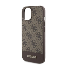Cg mobile GUESS 4G STRIPE műanyag telefonvédő (textil hátlap, MagSafe) BARNA Apple iPhone 15 tok és táska