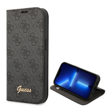 Cg mobile GUESS 4G tok álló, textil hatású (FLIP, oldalra nyíló, asztali tartó funkció, kamera védelem) FEKETE Apple iPhone 14 Plus tok és táska