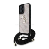 Cg mobile GUESS PU 4G METAL LOGO CROSSBODY STRAP műanyag telefonvédő (ütésállóság, bőr hatású hátlap + vállpánt) RÓZSASZÍN (GUHCP16SP4GMGCRP)