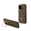Cg mobile GUESS PU 4G STRASS TRIANGLE LOGO STAND műanyag telefonvédő (ütésállóság, bőr hatású hátlap, kitámasztó) BARNA Apple iPhone 16 Pro (GUHMP16LPCS4GPTW) (GUHMP16LPCS4GPTW)