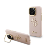 Cg mobile GUESS PU GRAINED 4G LOGO STAND CAMERA FRAME műanyag telefonvédő (ütésállóság, bőr hatású hátlap, kitámasztó) RÓZSASZÍN Apple iPhone 15 Pro (GUHCP15LPCS4GSP) (GUHCP15LPCS4GSP)