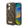 Cg mobile iPhone 16 Plus GUESS 4G LOGO PLATE szilikon telefonvédő textil hátlap, MagSafe, VILÁGOSBARNA
