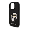 Cg mobile KARL LAGERFELD PU SAFFIANO KARL AND CHOUPETTE szilikon telefonvédő (ütésállóság, bőr hatású hátlap, 3D) FEKETE Apple iPhone 16 Pro