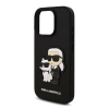 Cg mobile KARL LAGERFELD PU SAFFIANO KARL AND CHOUPETTE szilikon telefonvédő (ütésállóság, bőr hatású hátlap, 3D) FEKETE Apple iPhone 16 Pro Max