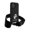Cg mobile KARL LAGERFELD SAFFIANO CROSSBODY STRAP METAL KARL AND CHOUPETTE szilikon telefonvédő (ütésállóság, nyakpánt) FEKETE Apple iPhone 16