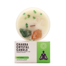  Chakra Gyertya Kristályokkal - Szív Chakra gyógyhatású készítmény
