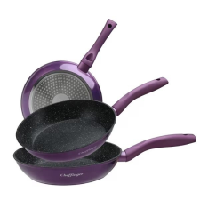 Cheffinger 3 db CF-FA03-PUR serpenyős készlet, márvány fedél, 20-24-28cm edény