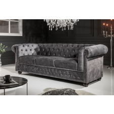 CHESTERFIELD Design 3-személyes ülőgarnitúra Chesterfield 205 cm sötétszürke bársony bútor