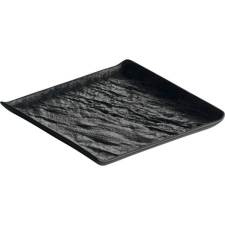 Chic Tálaló tányér, Chic Livelli 15x15 cm, fekete tányér és evőeszköz