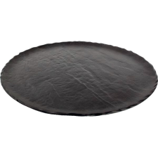 Chic Tálaló tányér, Chic Livelli 40 cm, fekete tányér és evőeszköz