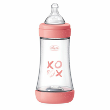 Chicco Perfect5 biofunkcionális cumisüveg 240 ml- közepes átfolyás - rózsaszín cumisüveg