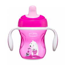 Chicco Training Cup csöpögésmentes, TPE csőrös itatópohár fülekkel 6 hó+ 200 ml (rózsaszín) itatópohár