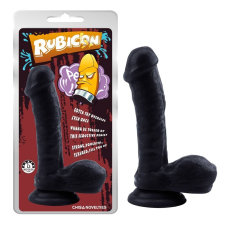Chisa Novelties Rubicon Gentle Black Penis - letapasztható, herés, élethű dildó - 19 cm (fekete) műpénisz, dildó
