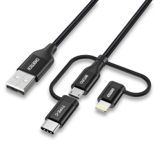 CHOETECH 3IN1 MFI kábel USB - USB type-c / micro USB / Lightning (töltés 3A / adatátvitel 480 Mbps) 1.2m fekete (IP0030-BK) mobiltelefon kellék