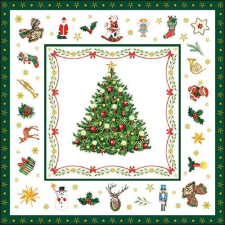 Christmas Evergreen white papírszalvéta 33x33cm, 20db-os asztalterítő és szalvéta