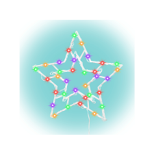 CHRISTMAS LIGHTING LED-es ablakdísz, csillag, 6/18h időzítő, adapteres, színes (KID503M) karácsonyfa izzósor