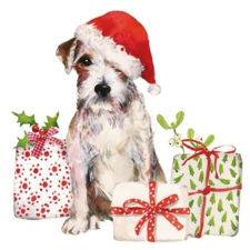 Christmas Pup papírszalvéta 33x33cm,20db-os asztalterítő és szalvéta
