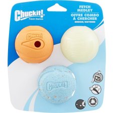 Chuckit! Fetch Medley labdák kutyáknak (M ~ 6 cm; 3 db különböző labda / szett | Whistler, Max Glow, Rebounce) játék kutyáknak